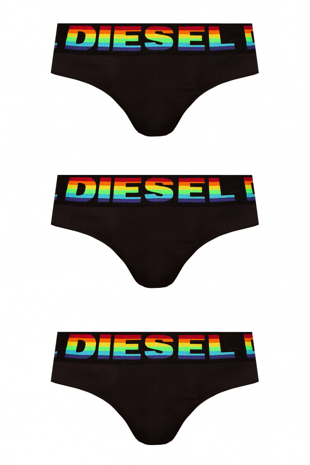 Diesel Three-pack of branded thongs